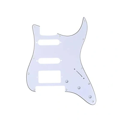 Abbildung von Musiclily Pro 11 Löcher HSS Strat Pickguard Gitarren Schlagbrett für Fender American/Mexican Standard Stratocaster Modern Style E Gitarre mit Floyd Rose Bridge Cut,3 lagig Weiß