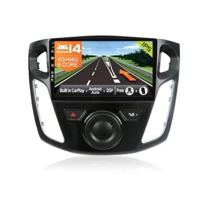 Abbildung von JOYX Android 13 Autoradio Passt für Ford Focus (2012 2017) [4G+64G] Eingebaut DSP/Carplay/Android Auto LED Rückfahrkamera MIC KOSTENLOS 9 Zoll 2.5D Mit Lenkradsteuerung 4G WiFi BT5.0 DAB