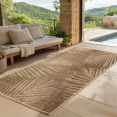 Abbildung von SIMPEX24 Outdoorteppich Boho Design, Läufer, Höhe: 5 mm, Outdoor Teppich Wetterfest Modern Wohnzimmer Küchen Terrasse Balkon