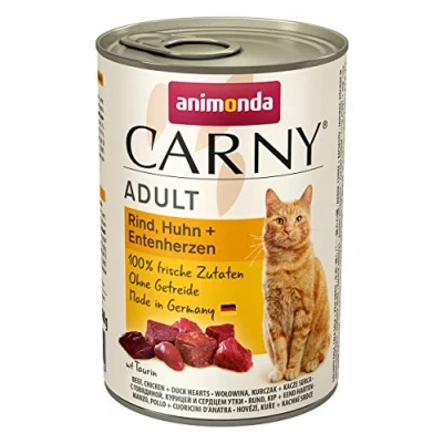 Abbildung von Carny Katzen Nassfutter Rind + Huhn Entenherzen (6 x 400g), von animonda ohne Getreide und Zucker, mit frischen fleischlichen Zutaten