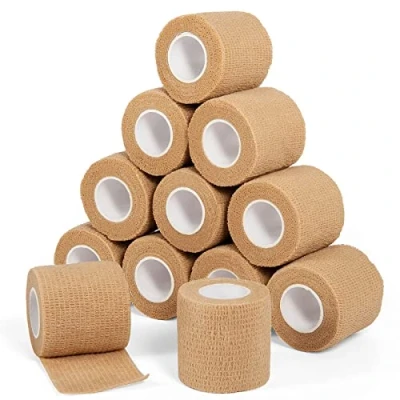 Abbildung von Haftbandage Verband Selbstklebender 5cm x 4,5m, 12 Rollen Fixierbinde Selbsthaftend Kohäsive Bandage für Erste Hilfe Dog Tierarztwickelband Sport Elastische Binde Handgelenk, Füße (Hautfarbe)