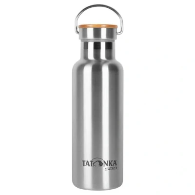 Abbildung von Tatonka Edelstahl Trinkflasche Hot + Cold Stuff Bamboo Lid 500ml Unzerbrechliche Isolierflasche mit Bambusdeckel spülmaschinenfest und BPA frei 0,5l