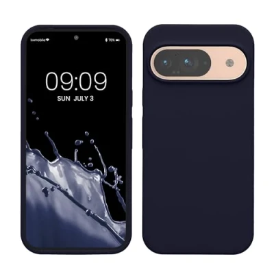 Abbildung von kwmobile Hülle kompatibel mit Google Pixel 9 / Pro Silikon Handy Case Handyhülle weiche Oberfläche kabelloses Laden Deep Ocean