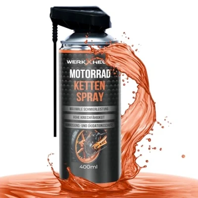 Abbildung von WerkXheld Motorrad Trockenkettenspray mit PTFE 400ml &amp; Kettenfett für Motorrad: Hochwertiges Kettenöl alle Motorräder