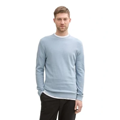 Abbildung von TOM Tailor Strukturierter Rundhals Strickpullover, Herren, Größe: XXL, Light dove blue melange