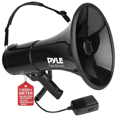 Abbildung von Pyle Unisex Erwachsene Megafon Profi Piezo Dynamische mit Aux In für Digital Music iPod 50 Watt, Black, one