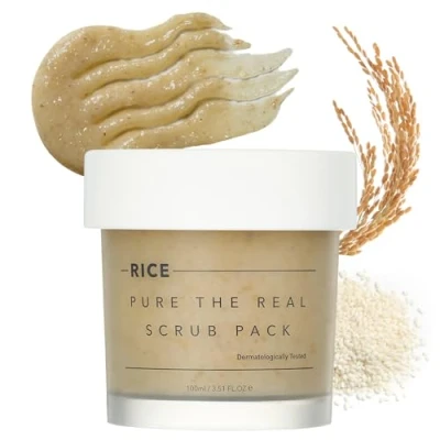 Abbildung von THANKYOU FARMER Rice Pure The Real Scrub Pack 100ml Wärmendes Peeling Gesichtsscrub, koreanisches mit koreanischem Reis, Kleie und Mehl