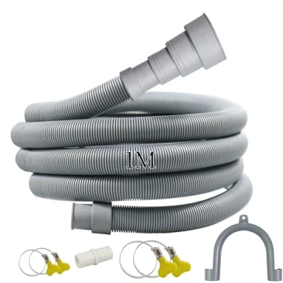 Abbildung von Quanerba Universal Ablaufschläuche 1m/2m/3m für Waschmaschinen, Trockner Ablaufschlauch Geschirrspüler mit 1 Adapter 4 Schlauchschellen U Bogen Schlauchhalter (1M)