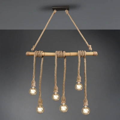 Abbildung von Reality Leuchten Pendelleuchte Wilma R30130626, Bambus braun, Sisal exkl. 6x E27