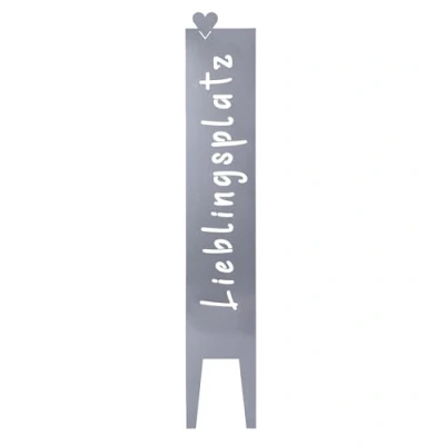 Abbildung von UNUS® Gartendeko Gartenschild Lieblingsplatz, Gartenstecker Metallschild, Silber 115x19,5 cm