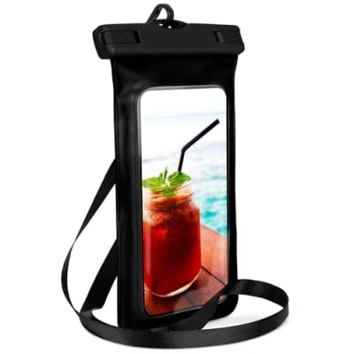 Abbildung von ONEFLOW wasserdichte Handy Hülle für Samsung Galaxy A51 Touch &amp; Kamera Fenster + Armband und Schlaufe zum Umhängen, Schwarz (Ocean Black)