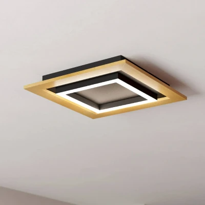 Abbildung von Eglo 900603 Deckenleuchte TIRRENARA Stahl, Holz schwarz, braun LED 4X5,4W 2700 6500K L:37cm B:37cm H:5.5cm dimmbar