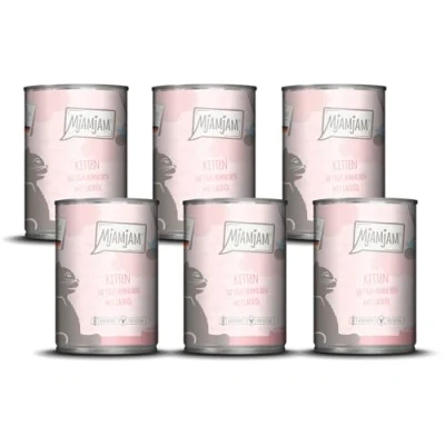 Abbildung von MjAMjAM Premium Nassfutter für Katzen Kitten saftiges Hühnchen mit Lachsöl, 6er Pack (6 x 400 g), getreidefrei extra viel Fleisch
