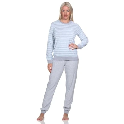 Abbildung von Normann Pyjama Wunderschöner Damen Frottee Schlafanzug langarm mit Bündchen