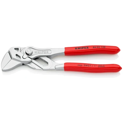 Abbildung von Knipex Zangenschlüssel 86 03 150 Zange und Schraubenschlüssel in einem Werkzeug, 1 tlg., verchromt, mit Kunststoff überzogen mm