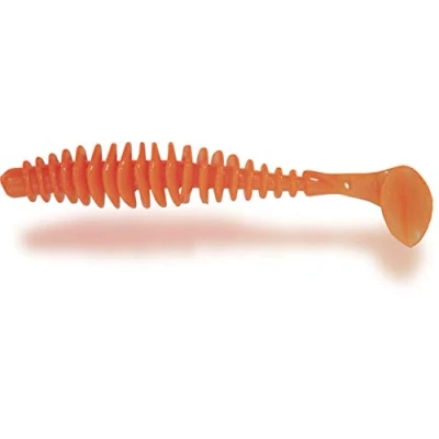 Abbildung von Magic Trout Premium T Worm Angel Zubehör Forellen Angeln Gummifisch mit Paddle Schwanz, neon orange, 5,5 cm