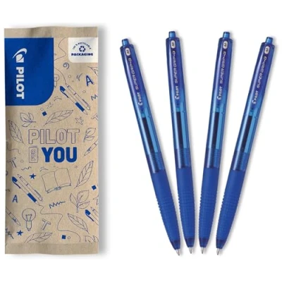 Abbildung von PILOT 4er Set Super Grip G Kugelschreiber Nachfüllbarer und einziehbarer mit ultraweicher Tinte Flüssiges komfortables Schreiben 4 Blau Mittlere Spitze
