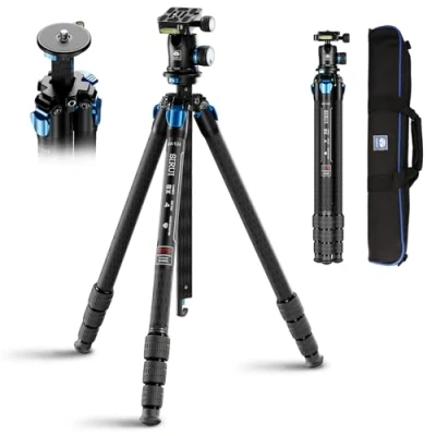 Abbildung von SIRUI AM124 Stativ Carbon Kamera mit AM01 Kugelkopf, leichtes Reisestativ Dreibein Stative, Acra kompatible QR Platte, wasserdicht, 159 cm, Belastung 12 kg
