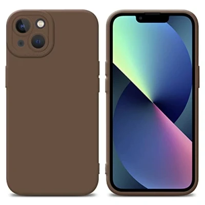 Abbildung von Cadorabo Hülle kompatibel mit Apple iPhone 14 Plus Schutzhülle TPU Silikon Case Liquid Design Kameraschutz Slim Kratzfest Weiche Gummi Rundumschutz für in Braun
