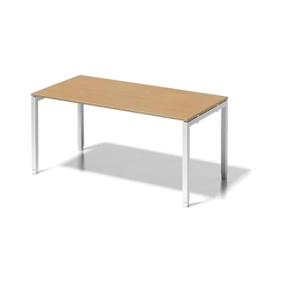 Abbildung von BISLEY Cito Schreibtisch, 650 850 mm höheneinstellbares U Gestell, Metall, Bc396 Dekor Buche, Gestell Verkehrsweiß, 80 x 160 85 cm