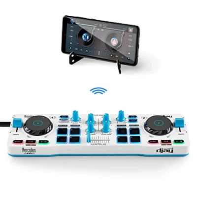Abbildung von HERCULES DJControl Mix Blue Edition Kabelloser DJ Controller mit Bluetooth für Smartphones Exklusiv bei Amazon