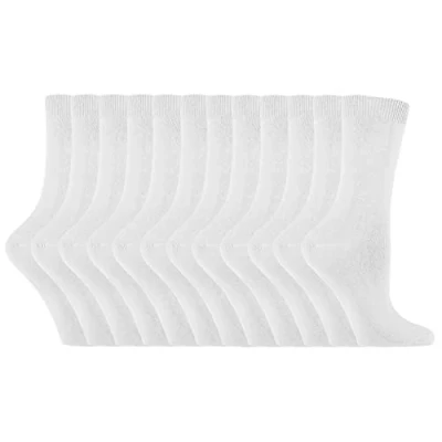 Abbildung von 12er Pack Damen Baumwolle Bunt Socken Sock Snob Dünn Bequem Crew Uni Farbig für (37 42, Weiß)