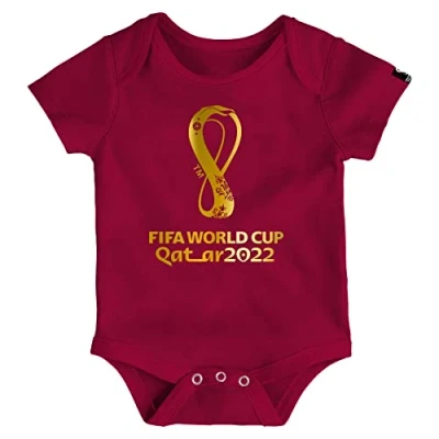 Abbildung von FIFA Unisex Baby Offizieller World Cup 2022 Logo Body Babystrampler, burgunderfarben, 50