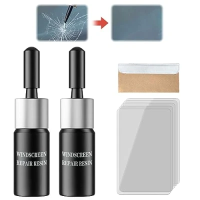 Abbildung von DABUG Windschutzscheibe Reparaturset,Auto Windshield Repair Kit,Glas Reparatur Flüssigkeit,Glas Set,zur von Windschutzscheiben, Rissen,in Sternform und Risse in Halbmondform