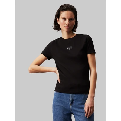 Abbildung von Calvin Klein Jeans Label BABY TEE Tshirt print, Damen, Größe: XL, Black