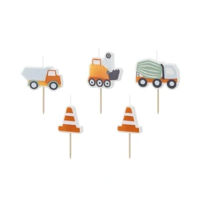 Abbildung von partydeco Geburtstagskerze, Geburtstagskerzen Baustelle 3 4,5cm Weiß / Orange 5er Set