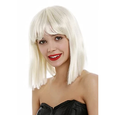 Abbildung von WIG ME UP VK 10 498 Perücke Damenperücke kurz schulterlang Longbob glatt Kleopatra Pony Weißblond Platinblond