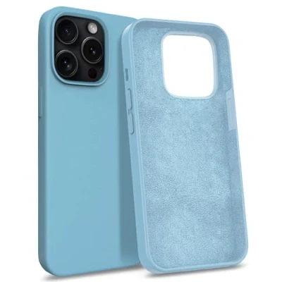 Abbildung von MyGadget Hülle kompatibel mit iPhone 15 Pro Max Gummierte Handyhülle [ 3 Layer Struktur ] Schutzhülle Soft Inlay &amp; Hardcase Cover außen Babyblau
