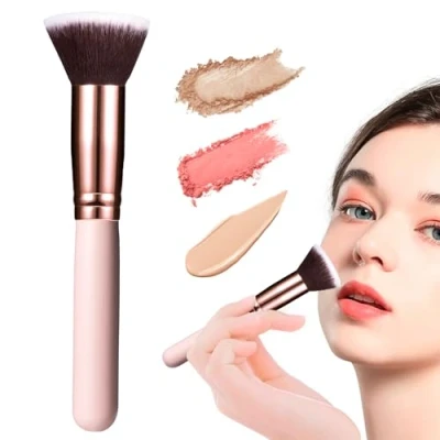 Abbildung von Foundation Pinsel Make Up Makeup Schminkpinsel Synthetische Premium Pinselhaare Flacher Kosmetikpinsel für Cremige, Pudrige oder Flüssige Foundation, Rouge, Puder