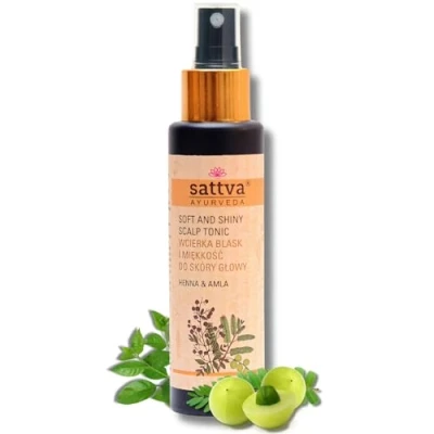 Abbildung von Sattva Henna &amp; Amla Haar Tonikum Intensive Haarpflege für Glanz und Geschmeidigkeit, Beruhigt Trockene Juckende Kopfhaut, Förderung des Haarwuchses, Orientalischer Duft, Haarwasser Alkoholfrei