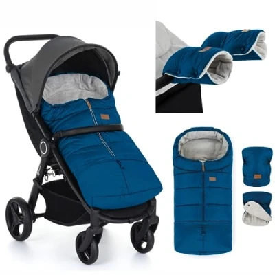 Abbildung von Petite&amp;Mars Schlafsack für Kinderwagen JIBOT * Fußsack Winterschlafsack Kinderwagen, Buggy und Autositz Warrm Wasserdicht Winddicht (Ocean Blue set)