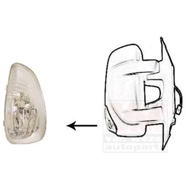 Abbildung von VAN WEZEL 3799916 Blinker weiß Außenspiegel rechts ohne Glühlampe, Lampenträger WY5W RENAULT: MASTER 3 Kasten, Pritsche/Fahrgestell