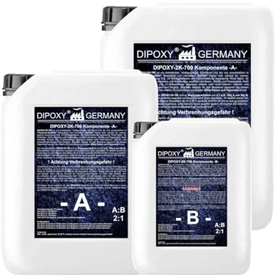 Abbildung von 4,5kg Epoxidharz 2K Harz mit Härter EP Laminierharz in Profi Qualität Glasklar und geruchsarm Gießharz Epoxy UV Stab. für Holz Tisch Boden Aquarium Terra Formenbau GFK DIPOXY 700