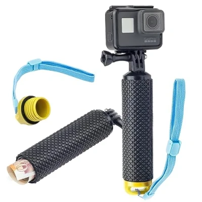 Abbildung von DigiCharge Schwimmender Handgriff Wasserdicht Floating Hand Grip Tauchen Stock für GoPro Hero13 Hero12 Hero 13 12 11 10 9 Max/DJI Osmo Action 5 4 / Insta360 One Akaso Kameras, Gelb