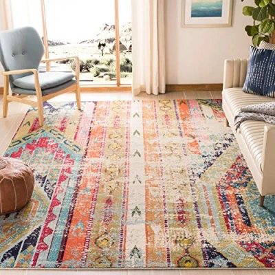 Abbildung von SAFAVIEH Boho Teppich für Wohnzimmer, Esszimmer, Schlafzimmer Monaco Collection, Kurzer Flor, Multi, 240 x 300 cm