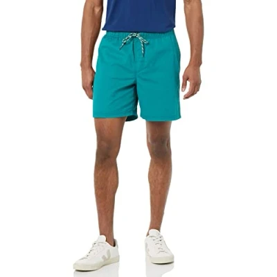 Abbildung von Amazon Essentials Herren Shorts mit Kordelzug und 15 cm Innenbeinlänge, Grünblau, S