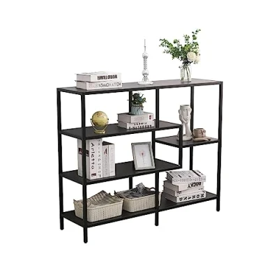 Abbildung von Coemo Standregal Chicago M, Raumteiler Schwarz aus Metall 5 Fächer Bücherregal Breite 120 cm