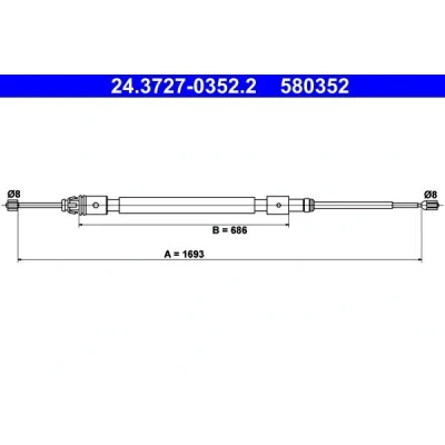 Abbildung von ATE 24.3727 0352.2 Handbremsseil 1693 CITROËN: C3 I Schrägheck, Pluriel
