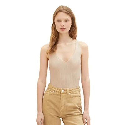 Abbildung von TOM TAILOR Denim Damen 1036857 Basic Strick Top, 31700 Dusty Sand Beige, L