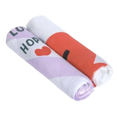 Abbildung von LÄSSIG Baby Puckdecke Spuckdecke Pucktuch Mulltuch 2er Set Baumwolle 120 x cm/Heavenly Soft Swaddle XL Happy Rascals Heart