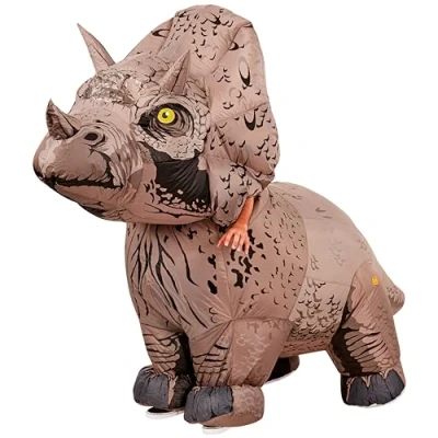 Abbildung von Rubie&#039;s Official Jurassic World Triceratops, Aufblasbares Dinosaurier Kostüm für Erwachsene, Einheitsgröße