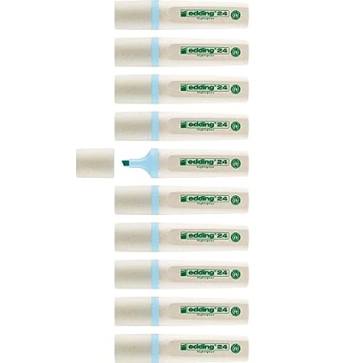 Abbildung von edding 24 EcoLine Textmarker pastellblau 10 Highlighter Keilspitze 2 5mm zum schnellen und einfachen Markieren Hervorheben von Texten Notizen nachfüllbar, aus recycelbarem Material