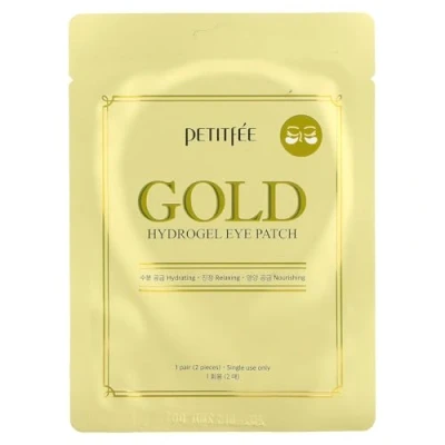 Abbildung von Petitfee, Gold Hydrogel Augenklappe, Under Eye Mask, Patch, Augen Patches, 1 Packung mit 2 Stück