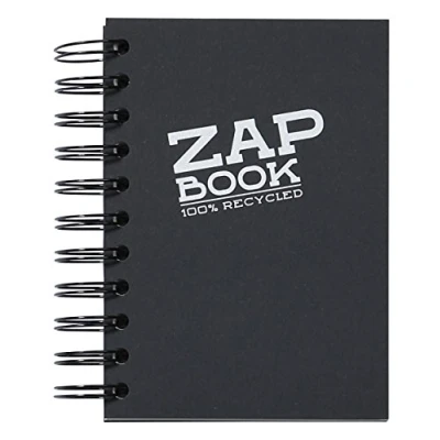 Abbildung von Clairefontaine 8361C Packung mit 5 Blöcken Zap Book, Spiralbindung, ideal zum Skizzieren und Zeichen, 80 Blatt, 100% Recyclyng Papier, DIN A5 14,8x21 cm 80g, Schwarz, 1 Pack