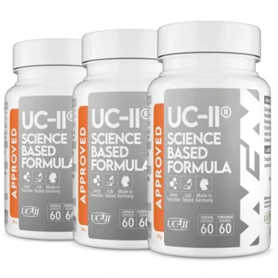 Abbildung von WFN Approved UC II Undenaturiertes Kollagen Typ 2 hochdosiert 3x 60 Kapseln Gelenke Komplex mit Collagen, Vitamin C &amp; Boswellia Serrata Produziert in Deutschland Extern laborgeprüft