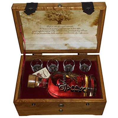 Abbildung von Debowa Vodka Set 6 teilig Glückskoffer ➢ polnischer Wodka Geschenkset Geschenkideen